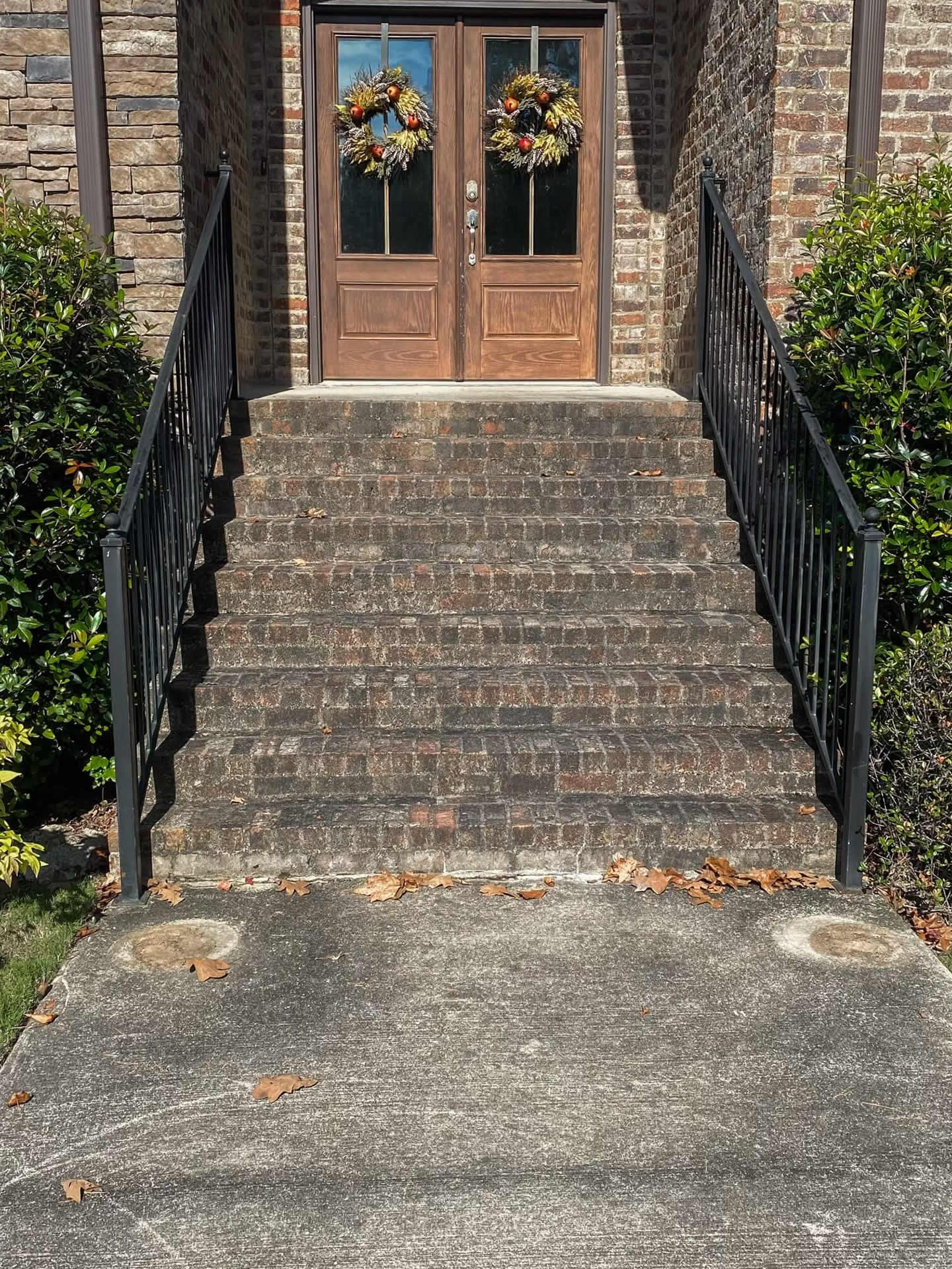 Concrete pressure washing before