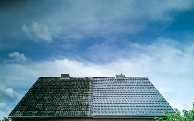 Roof cleaning before and after
